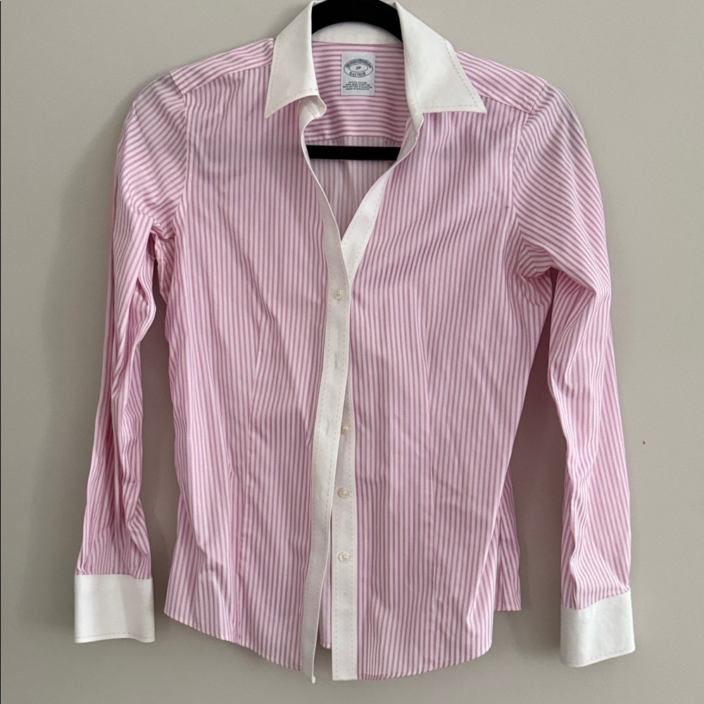 Brooks Brothers Pink and White Striped Shirt